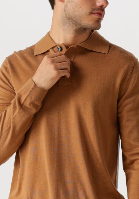 SELECTED HOMME Pull SLHTRAY LS KNIT MERINO POLO en camel - large