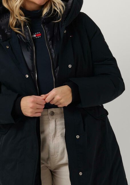 Donkerblauwe TOMMY HILFIGER  NYLON MIX DOWN HOODED PARKA - large