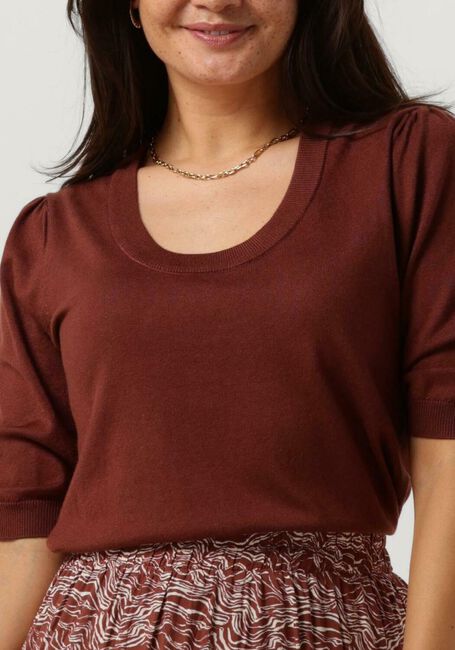 Bruine MINUS Top PAM SCOOP NECK HALF SLEEVE KNIT T-SHIRT - large