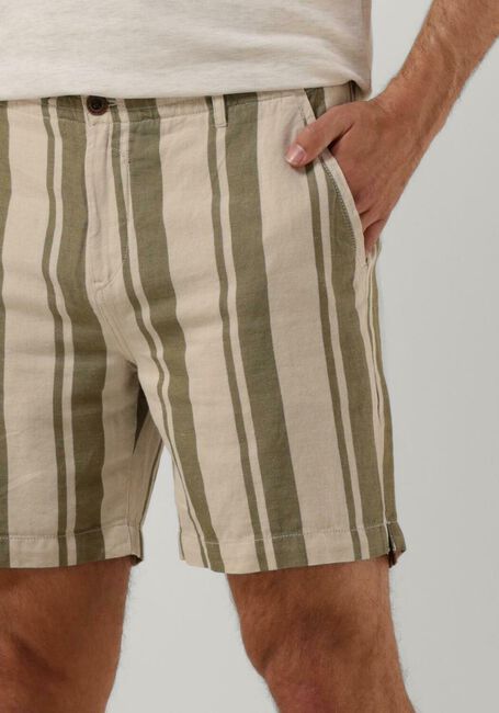CAST IRON Pantalon courte CHINO SHORTS LINEN STRIPE en vert - large