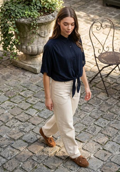 ANOTHER LABEL ALBATHYLLE CHECK SHIRT S/S Blouses Bleu fonc&eacute; - large