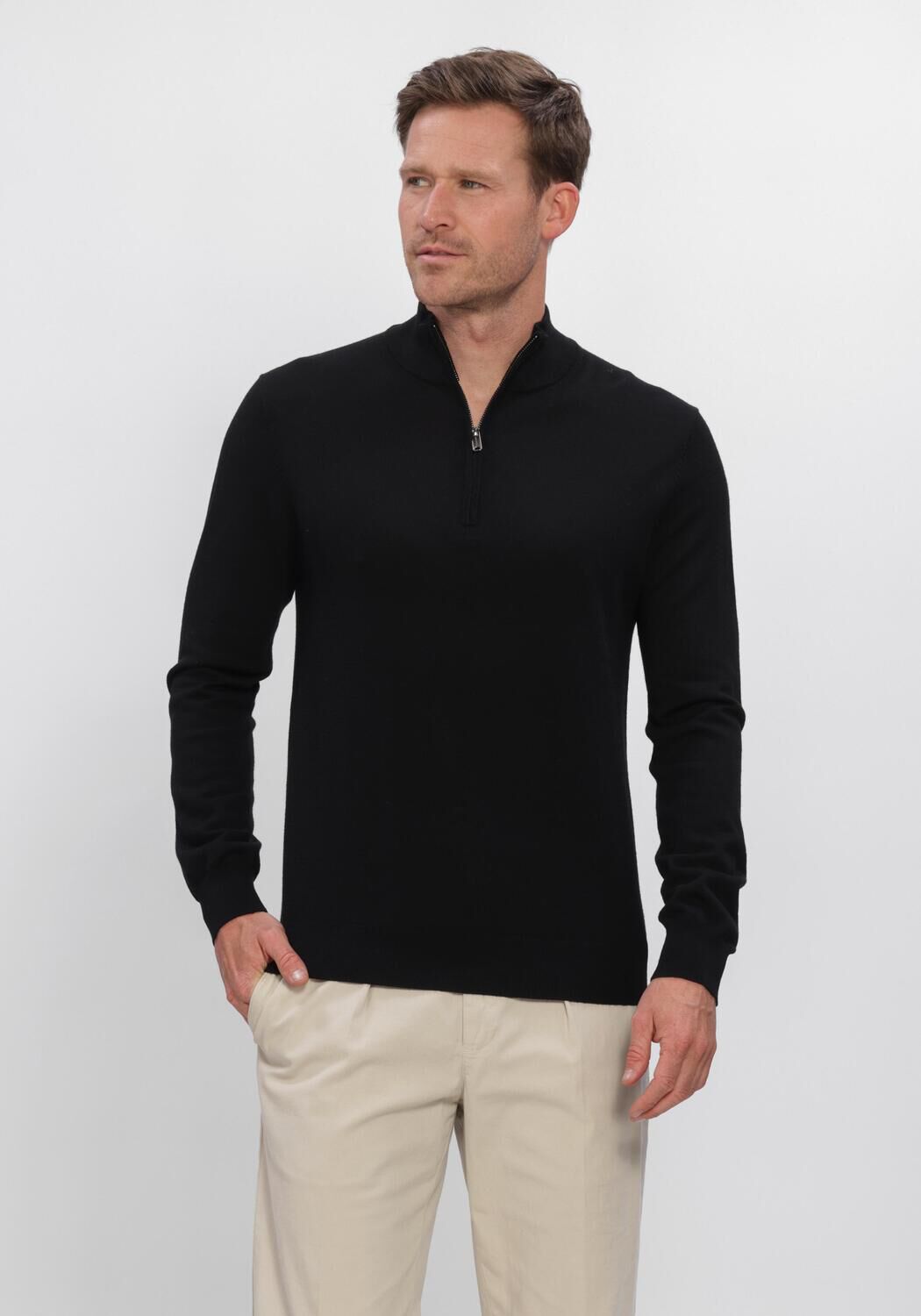 Zwarte PROFUOMO Trui EXTRAFINE MERINO - large