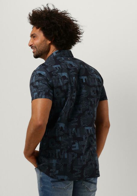 PME LEGEND Chemise décontracté SHORT SLEEVE SHIRT PRINT ON CTN SLUB Bleu foncé - large