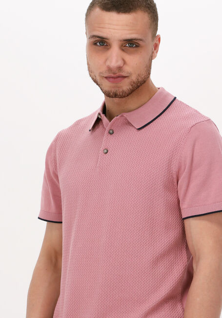 Roze SELECTED MEN Polo SLHHANK SS KNIT BUTTON POLO - large