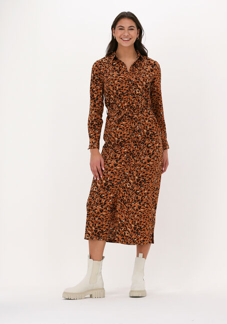Bruine ANOTHER LABEL Midi jurk ADELEIDE DRESS L/S - large
