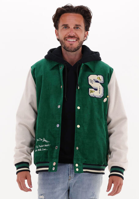 SCOTCH & SODA Jack CORDUROY COLLEGE JACKET WITH WOOL-BLEND SLEEVES en vert - large