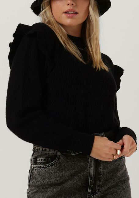 OBJECT Pull MALENA L/S RUFFLE PULLOVER en noir - large
