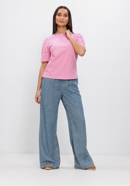 Y.A.S. T-shirt YASLEX SS TOP W. EMB SLEEVES en rose - large