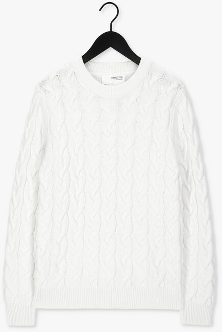 SELECTED HOMME Pull SLHRABI LS KNIT CABLE CREW NEC Blanc - large