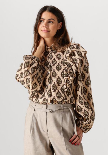 SUMMUM LONGSLEEVE BLOUSE PRINT BRODERY Blouses en beige - large
