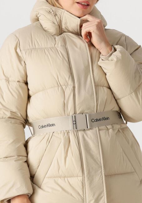 Beige CALVIN KLEIN Gewatteerde jas BELTED MIDWEIGHT PUFFER - large