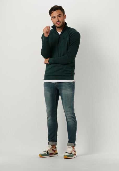 Groene CAST IRON Trui HALF ZIP COLLAR COTTON HEATHER PLATED HALF ZIP - large