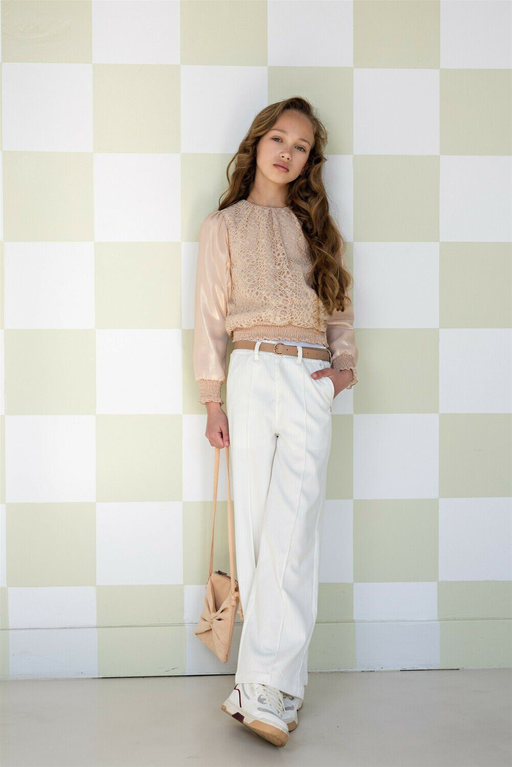 NONO TIMMY GIRLS LACE BLOUSE LIGHT GOLD Blouses en or rose - large