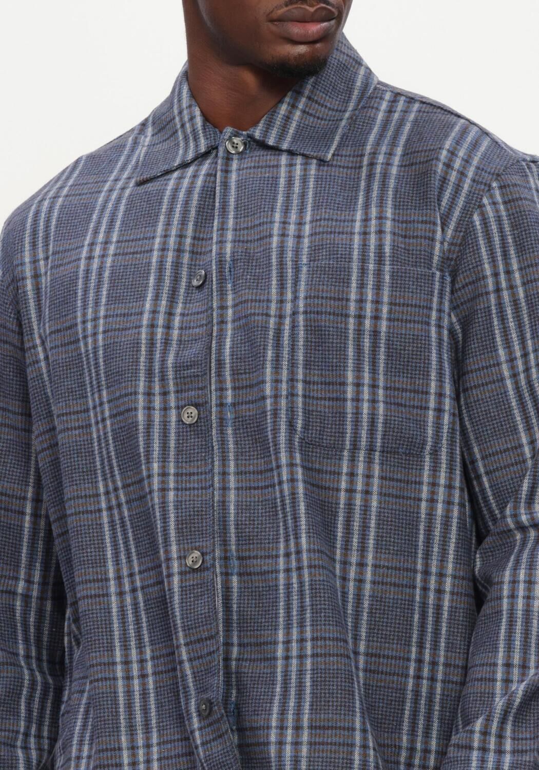 SELECTED MEN Chemise d&eacute;contract&eacute; SLMRLXSVEND WT CHECK WOOL BLEND LIGHT OS en bleu - large