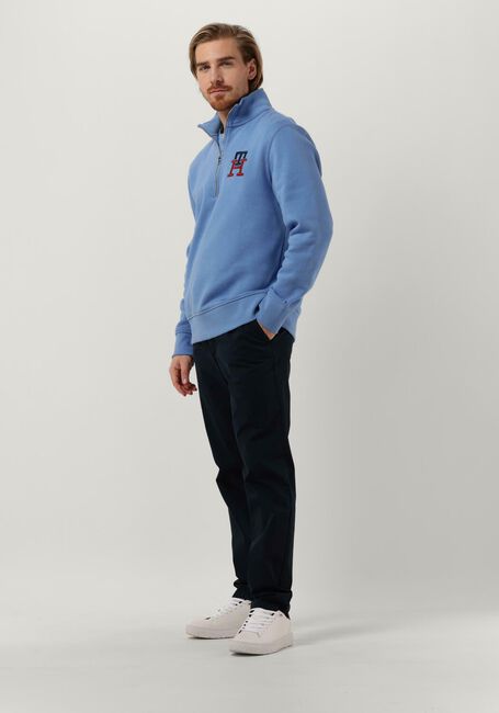 TOMMY HILFIGER Pull ESSENTIAL MONOGRAM HALF ZIP en bleu - large