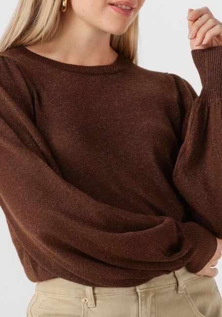MINUS Haut LIVA METALLIC LONG SLEEVE en marron - large