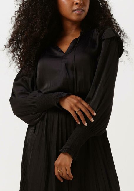 Zwarte SCOTCH & SODA Midi jurk SMOCK STITCH MIDI DRESS IN RECYCLED POLYESTER - large