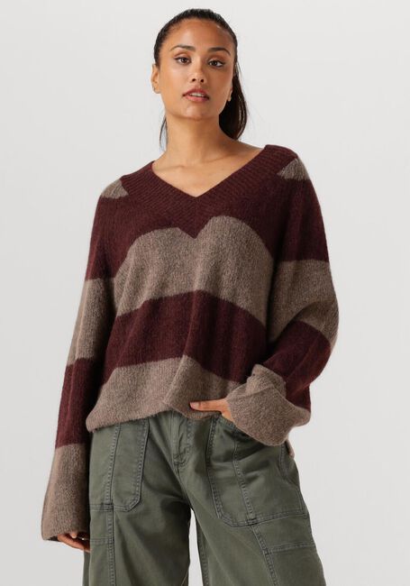 Bruine MOS MOSH Trui MMTACI STRIPE LS V-NECK KNIT - large