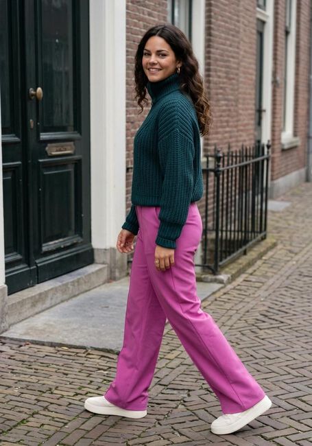 COLOURFUL REBEL Pantalon large RUS UNI PINTRUCK STRAIGHT PANTS en rose - large