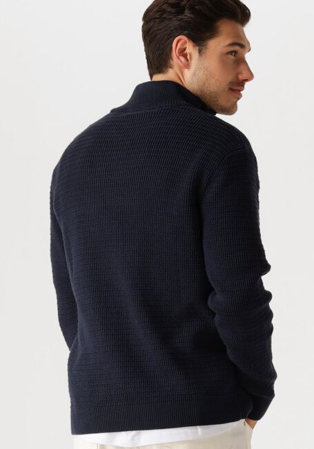 SELECTED MEN Pull SLHTHEO LS KNIT STRUCTURE HALF ZIP en bleu - large