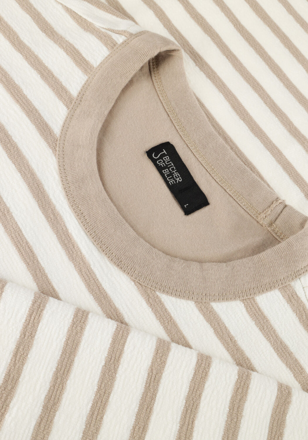 BUTCHER OF BLUE Pull GASPARD STRIPE CREW en beige - large