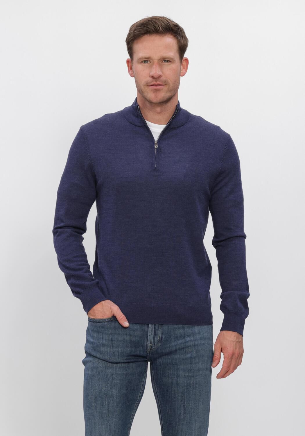 Donkerblauwe PROFUOMO Trui EXTRAFINE MERINO - large