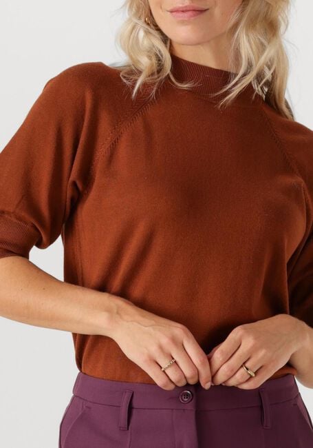 SUMMUM Pull SHORT SLEEVE SWEATER SOFT VISCOSE POLYAMIDE KNIT en marron - large