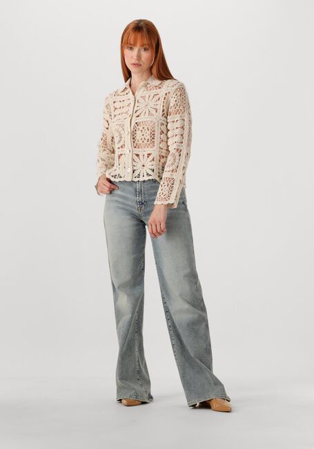 Ecru SUMMUM  SHORT CARDIGAN FLOWER CROCHET KNIT - large