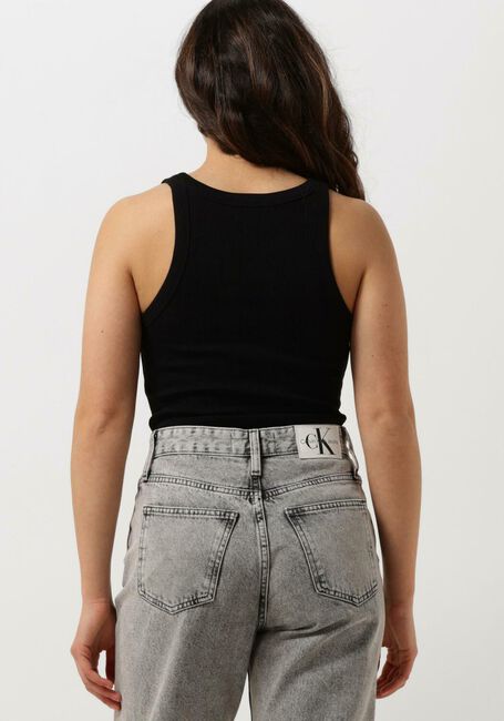 CALVIN KLEIN Haut VARIEGATED RIB WOVEN TAB TANK en noir - large
