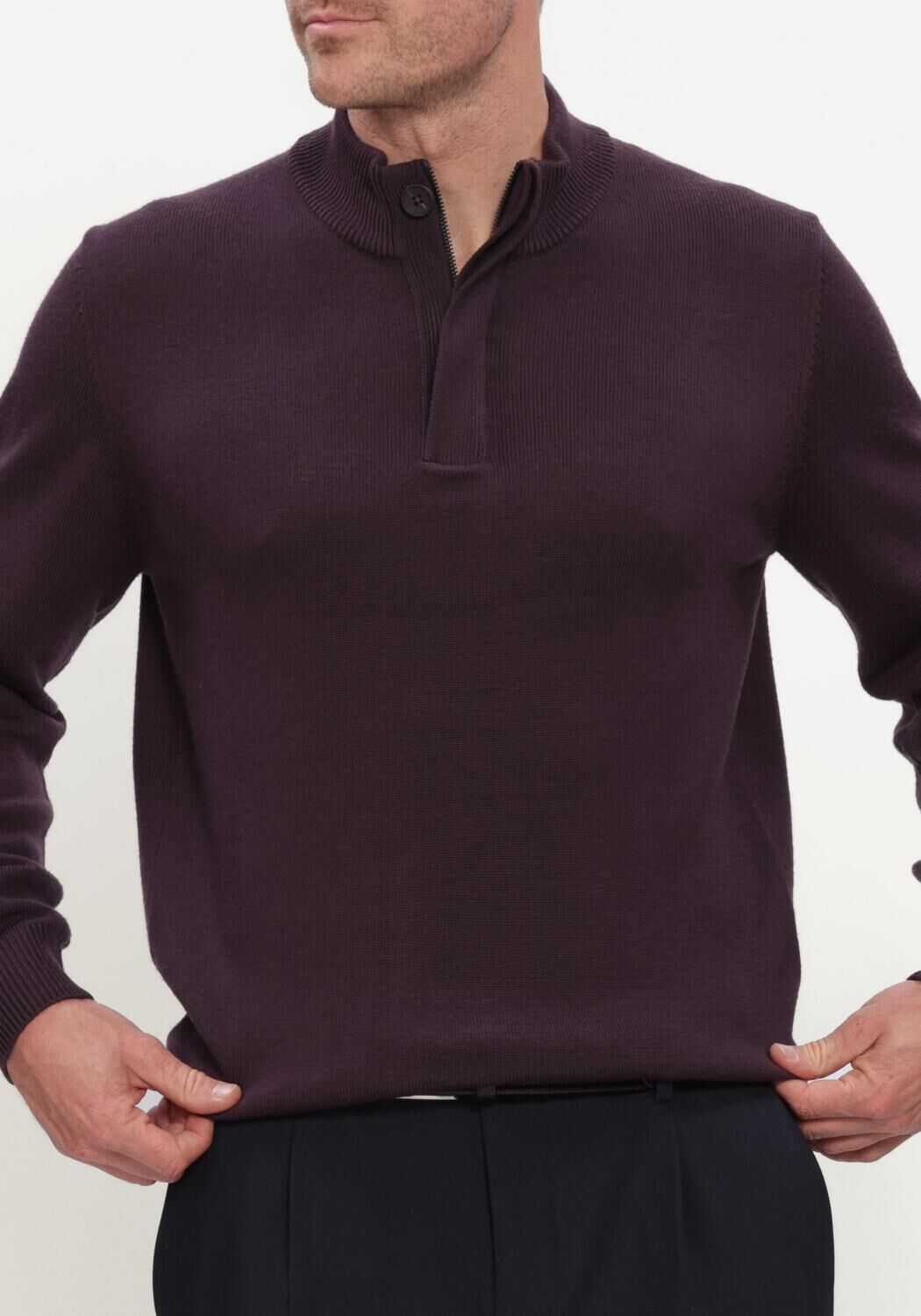 Bordeaux STEFANO LAURAN Trui DOUBLE KNIT ZIP - large