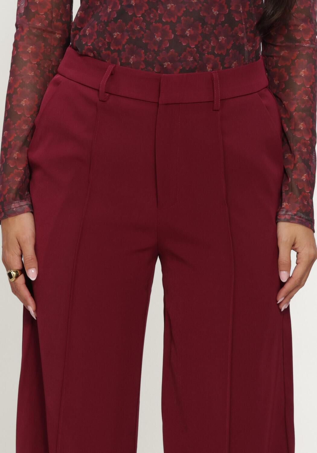 YDENCE Pantalon large PANTS GENEVE Bordeaux - large