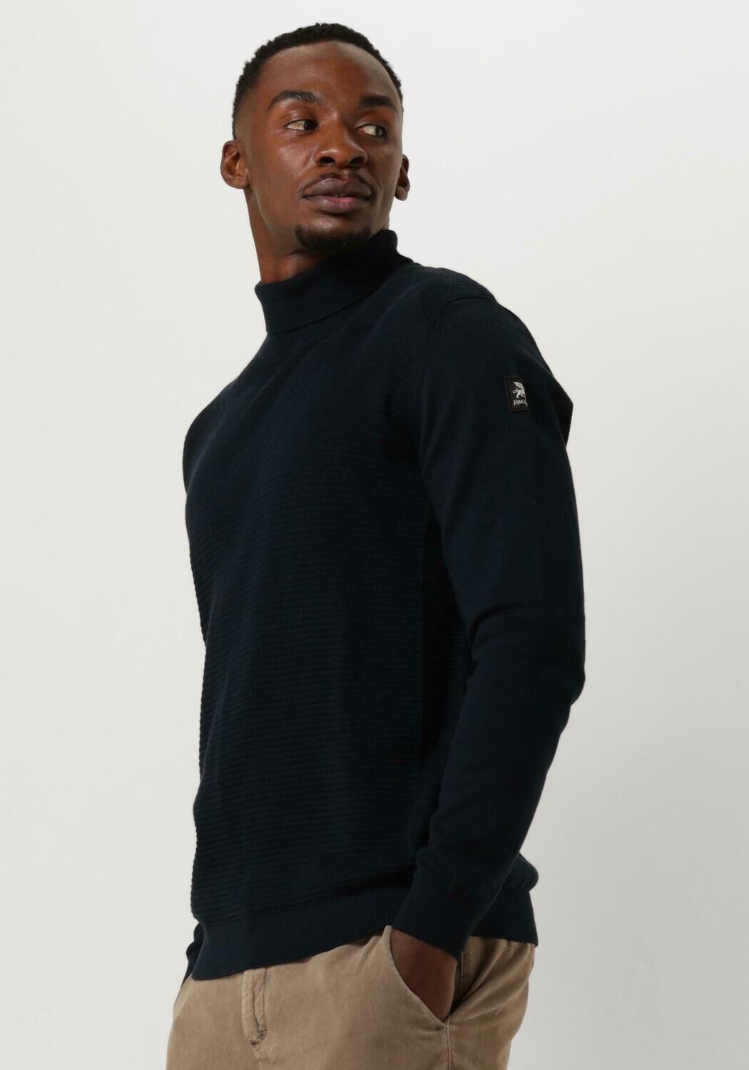 Donkerblauwe VANGUARD Coltrui ROLL NECK PIMA COTTON Omoda