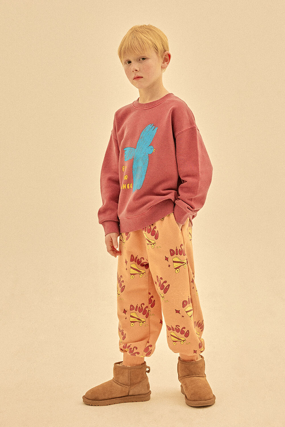 Jelly Mallow Pull FLYING BIRD PIGMENT SWEATSHIRT Bordeaux - large