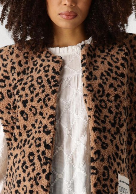 Bruine COLOURFUL REBEL Gilet YONI LEOPARD TEDDY GILET - large