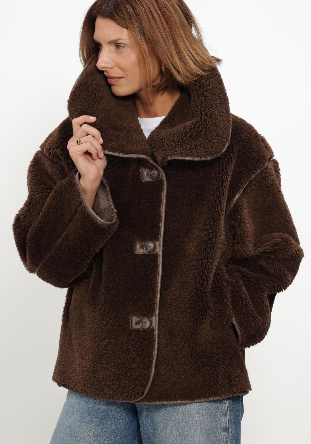 WITHBLACK Manteau Teddy WBLDAJANA PILE JACKET en marron - large