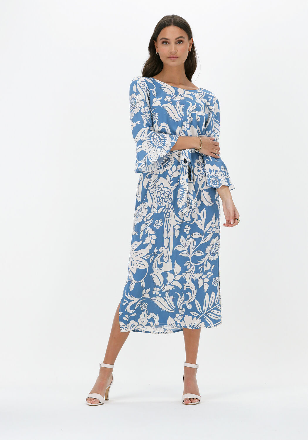 Blauwe JANSEN AMSTERDAM Midi jurk CLAIRE Omoda