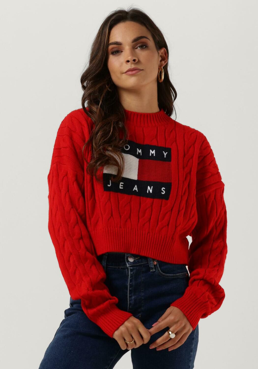 Tommy jeans trui hot sale rood
