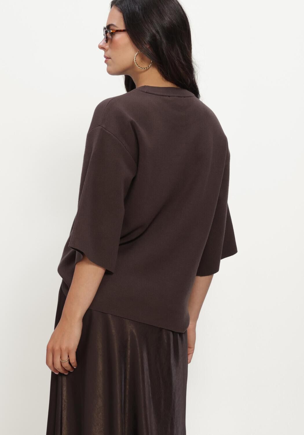 MSCH COPENHAGEN Pull MSCHAGATHA EAST 3/4 PULLOVER en marron - large