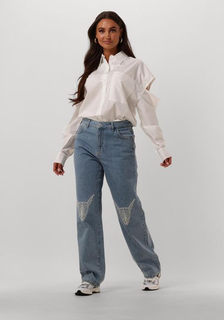 Lichtblauwe ALIX THE LABEL Wide jeans LADIES WOVEN DENIM BULL PANTS - large
