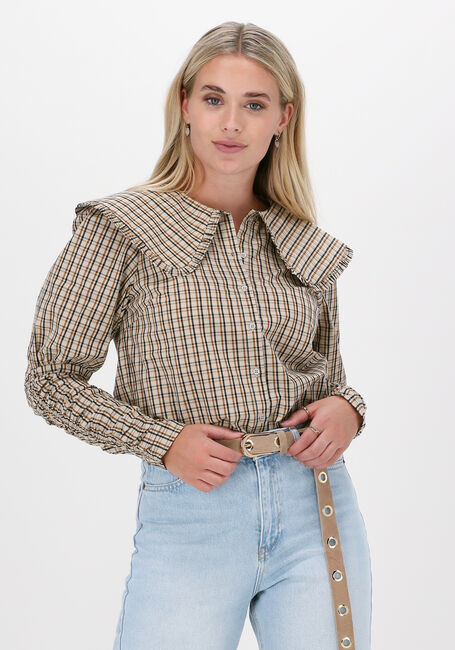 CO'COUTURE CILIA COLLAR CHECK SHIRT Blouses Sable - large