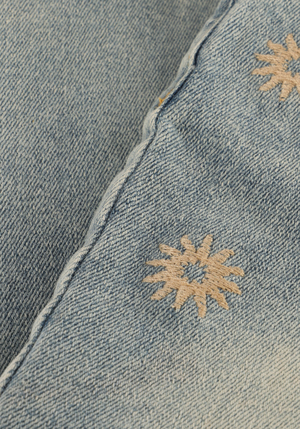 Lichtblauwe DAILY7 Broeken/jumpsuits DENIM MOM FIT EMBROIDERY - large