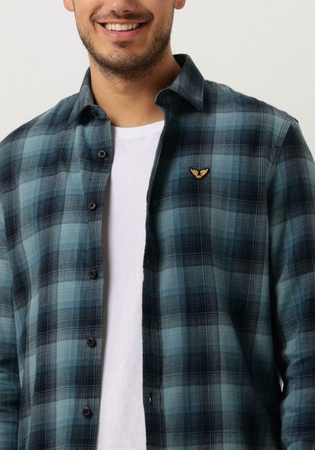 Lichtblauwe PME LEGEND Casual overhemd LONG SLEEVE SHIRT CTN TWILL CHECK - large