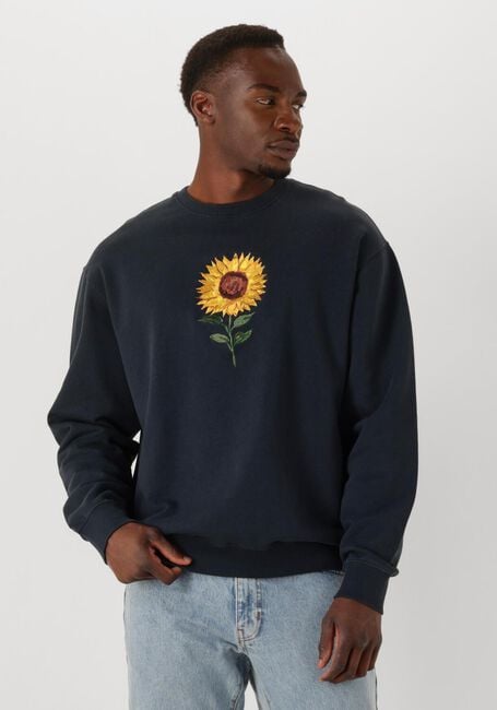 Donkerblauwe FORÉT Sweater SUN EMBROIDERED SWEATSHIRT - large