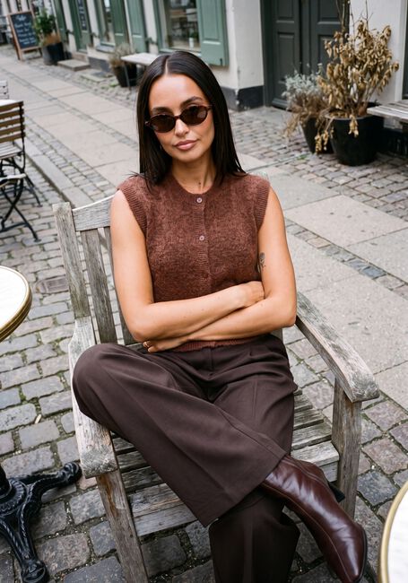 MSCH COPENHAGEN Pantalon large MSCHHENRIKA HW PANTS en marron - large