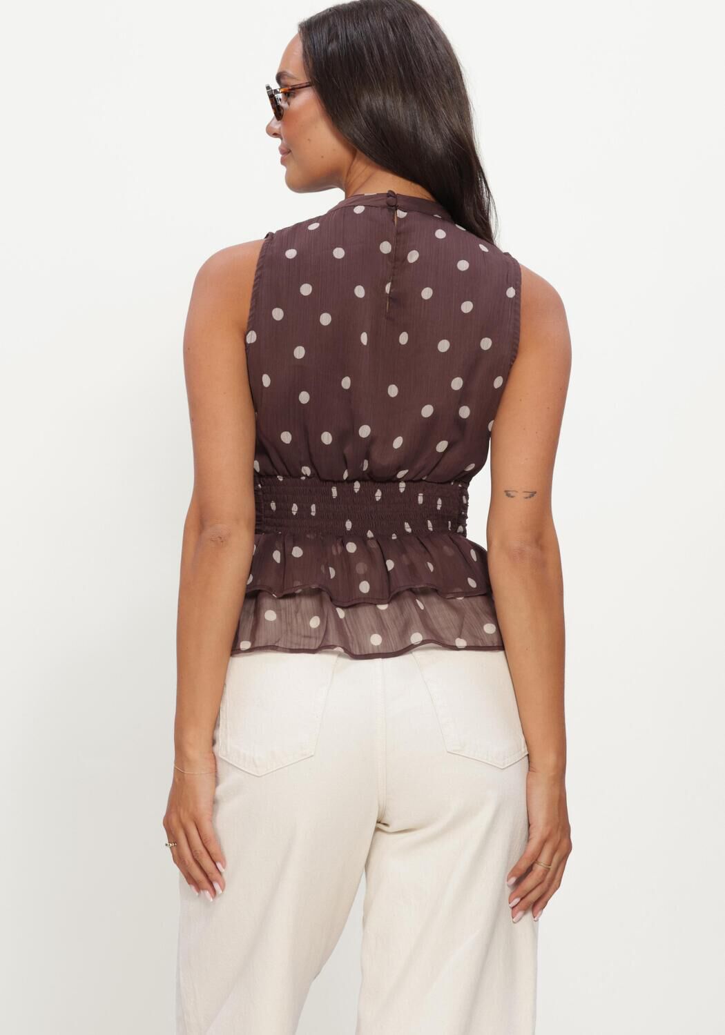 Bruine NOTRE-V Top ANSOL BIG DOT TOP - large