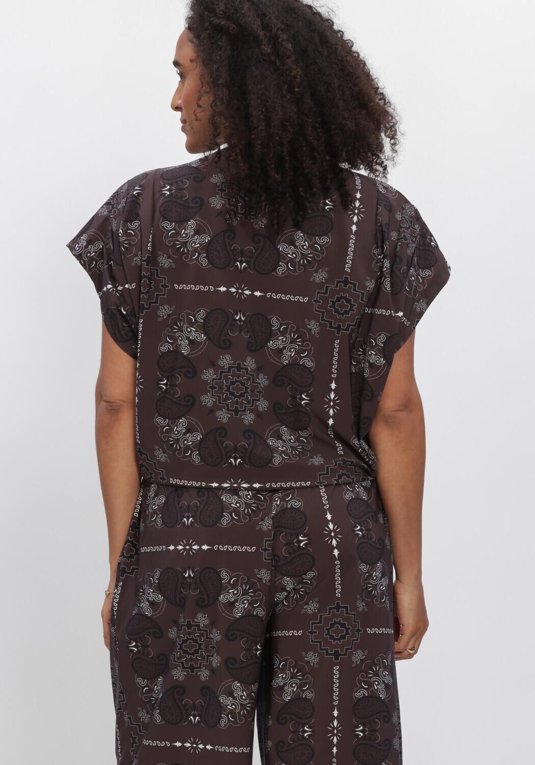 Bruine STUDIO ANNELOES Top Renske paisley vneck top - large
