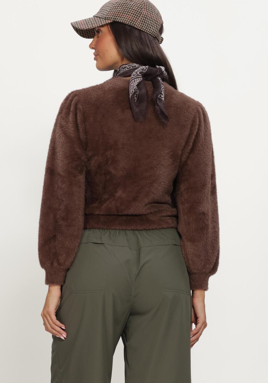 Bruine CATWALK JUNKIE Trui FUZZY PUFF SLEEVE KNIT - large