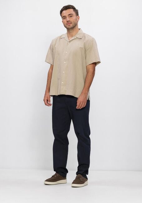 Beige SELECTED MEN Casual overhemd SLHRLXCLAY LINENBLEND SS SHIRT RES NOOS - large