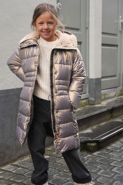 LIKE FLO Veste matelassé ABBY FLO GIRLS LONG FANCY HOODED JACKET en or - large