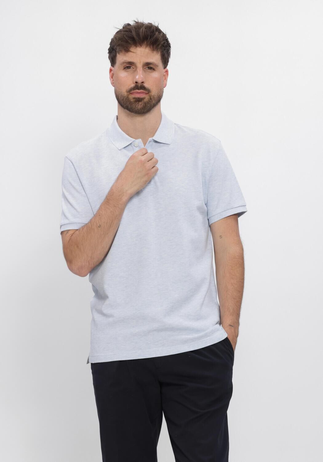 Lichtblauwe PROFUOMO Polo POLO SS BASIS PIQUE - large